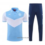 Conjunto Polo del Manchester City 2022-2023 Azul y Blanco