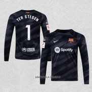 Camiseta Barcelona Jugador Portero Ter Stegen 2023-2024 Manga Larga Negro