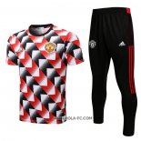 Chandal del Manchester United 2022-2023 Manga Corta Negro y Rojo