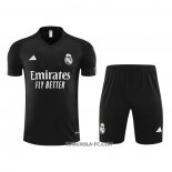 Chandal del Real Madrid 2023-2024 Manga Corta Negro - Pantalon Corto