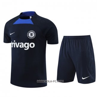 Chandal del Chelsea 2022-2023 Manga Corta Negro - Pantalon Corto