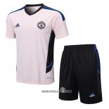 Chandal del Manchester United 2022-2023 Manga Corta Rosa - Pantalon Corto