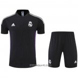 Chandal del Real Madrid 2022-2023 Manga Corta Negro y Purpura - Pantalon Corto