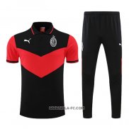 Conjunto Polo del AC Milan 2022-2023 Negro y Rojo