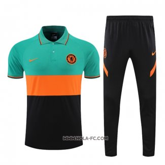 Conjunto Polo del Chelsea 2022-2023 Verde y Naranja