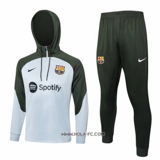 Chandal de Sudadera del Barcelona 2023-2024 Nino Gris Claro