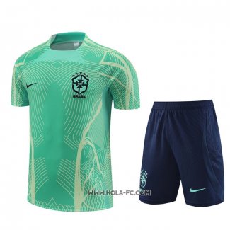 Chandal del Brasil 2022-2023 Manga Corta Verde - Pantalon Corto