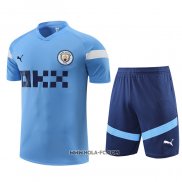 Chandal del Manchester City 2022-2023 Manga Corta Azul - Pantalon Corto