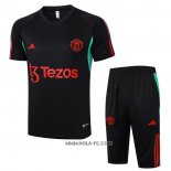 Chandal del Manchester United 2023-2024 Manga Corta Negro - Pantalon Corto