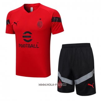 Chandal del AC Milan 2022-2023 Manga Corta Rojo - Pantalon Corto