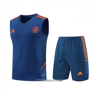 Chandal del Manchester United 2022-2023 Sin Mangas Azul Oscuro