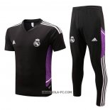 Chandal del Real Madrid 2022-2023 Manga Corta Negro y Purpura