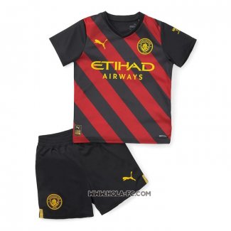 Camiseta Segunda Manchester City 2022-2023 Nino