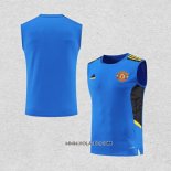 Camiseta de Entrenamiento Manchester United 2022-2023 Sin Mangas Azul