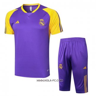 Chandal del Real Madrid 2024-2025 Manga Corta Purpura - Pantalon Corto