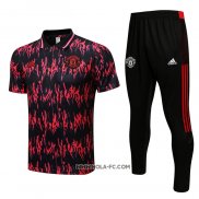 Conjunto Polo del Manchester United 2022-2023 Negro y Rojo