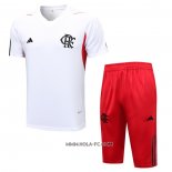 Chandal del Flamengo 2023-2024 Manga Corta Blanco - Pantalon Corto