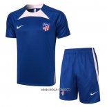 Chandal del Atletico Madrid 2023-2024 Manga Corta Azul - Pantalon Corto