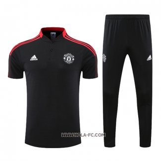 Conjunto Polo del Manchester United 2022-2023 Negro y Rojo