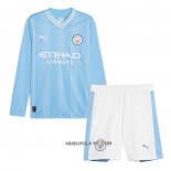 Camiseta Primera Manchester City 2023-2024 Nino Manga Larga