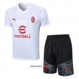 Chandal del AC Milan 2023-2024 Manga Corta Blanco - Pantalon Corto