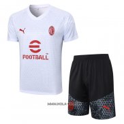 Chandal del AC Milan 2023-2024 Manga Corta Blanco - Pantalon Corto