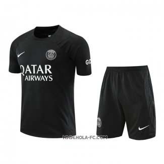 Chandal del Paris Saint-Germain 2022-2023 Manga Corta Negro - Pantalon Corto