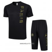 Chandal del Paris Saint-Germain Jordan 2023-2024 Manga Corta Negro - Pantalon Corto