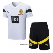 Chandal del Borussia Dortmund 2022-2023 Manga Corta Blanco - Pantalon Corto