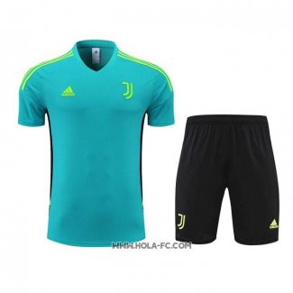 Chandal del Juventus 2022-2023 Manga Corta Azul y Verde - Pantalon Corto