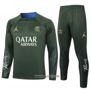 Chandal de Sudadera del Paris Saint-Germain Jordan 2023-2024 Nino Verde