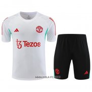 Chandal del Manchester United 2023-2024 Manga Corta Blanco - Pantalon Corto