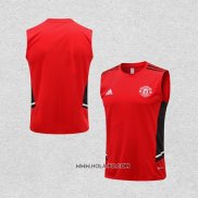 Camiseta de Entrenamiento Manchester United 2022-2023 Sin Mangas Rojo