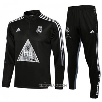 Chandal de Sudadera del Real Madrid 2021-2022 Nino Negro