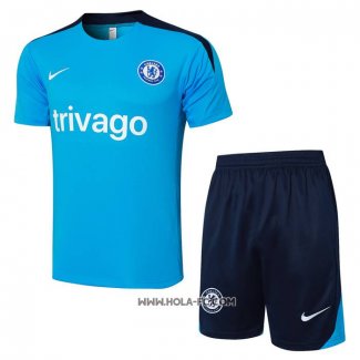 Chandal del Chelsea 2024-2025 Manga Corta Azul - Pantalon Corto