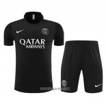 Chandal del Paris Saint-Germain 2023-2024 Manga Corta Negro - Pantalon Corto