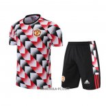 Chandal del Manchester United 2022-2023 Manga Corta Negro y Rojo - Pantalon Corto