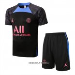 Chandal del Paris Saint-Germain Jordan 2022-2023 Manga Corta Negro y Azul - Pantalon Corto