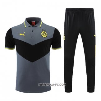 Conjunto Polo del Borussia Dortmund 2022-2023 Gris y Negro